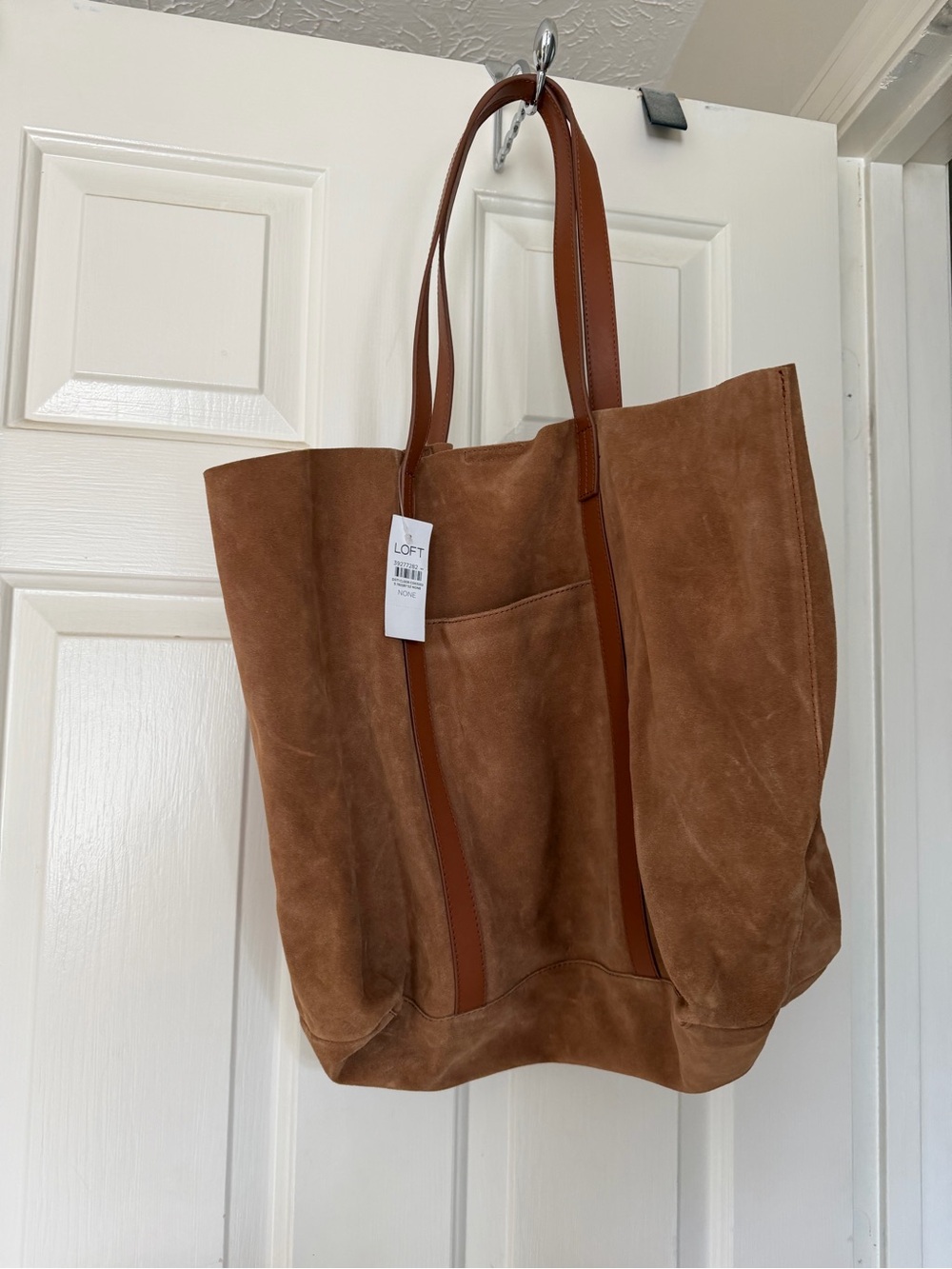 LOFT Suede Tote in Cognac